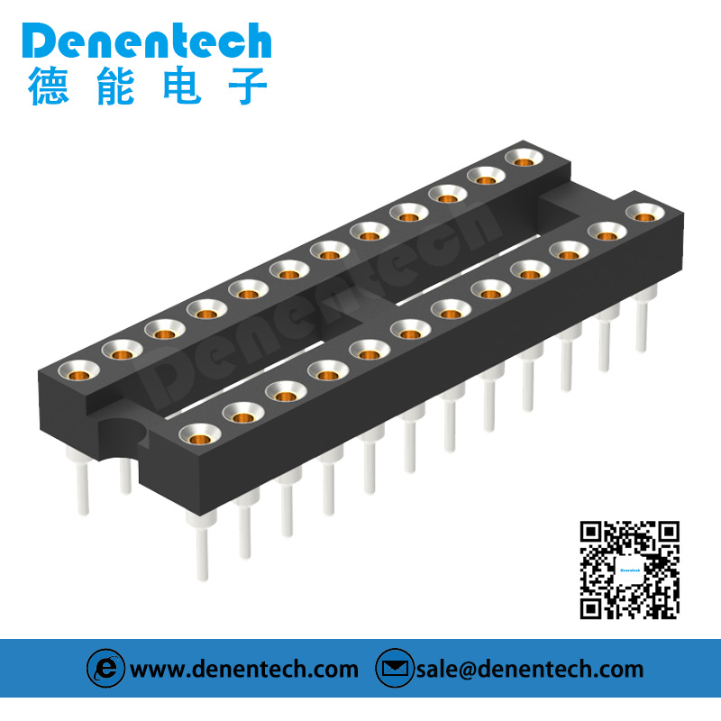 Denentech high quality 2.54MM machined IC socket H3.0MM  L7.43MM dual row machined pin female header 